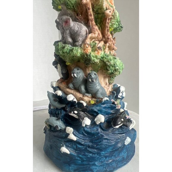 Noahs Ark Mountain Animal Figurine Tower Hand-Painted Resin 16" Tall Collectible - Picture 8 of 11